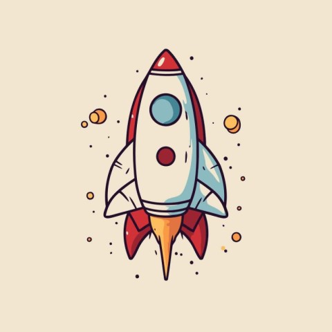 Cartoon rocket. Vector illustration. Design element for web and