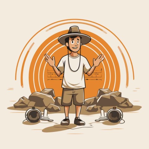 Traveler man cartoon vector illustration graphic design vector i