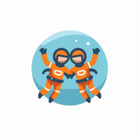 Astronaut icon in flat color style. Cosmonaut jump