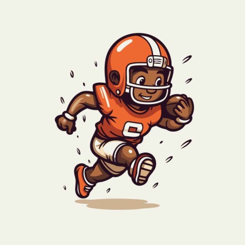 American football player running with ball and helmet. Vector il