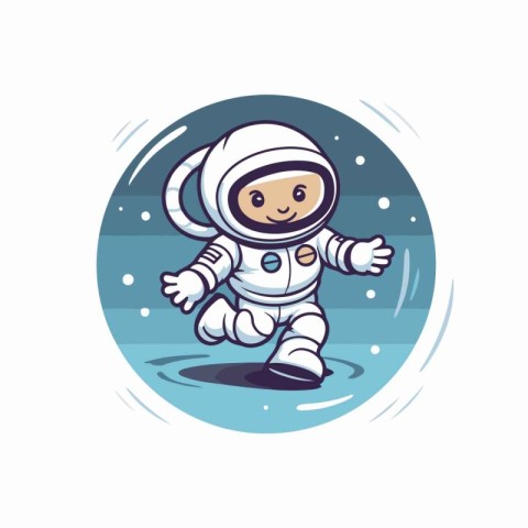 Cartoon astronaut in space suit. Vector illustration on white ba