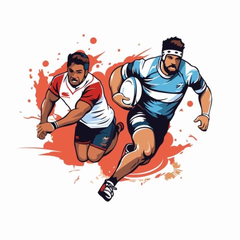 Rugby player with ball. Vector illustration of rugby player.