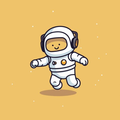 Cute astronaut cartoon character. Vector illustration in flat de