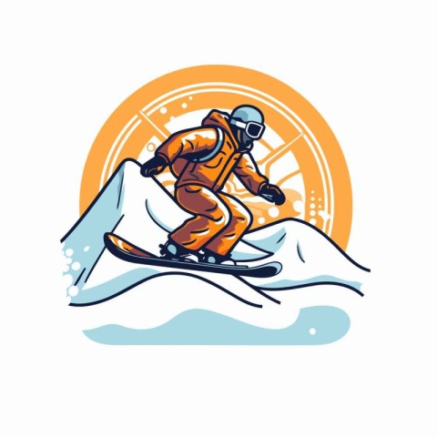 Freeride icon. Snowboarder. extreme sport vector illustration