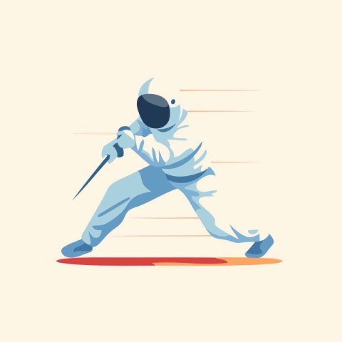 Fencing sport vector illustration in flat style. Man in fencing