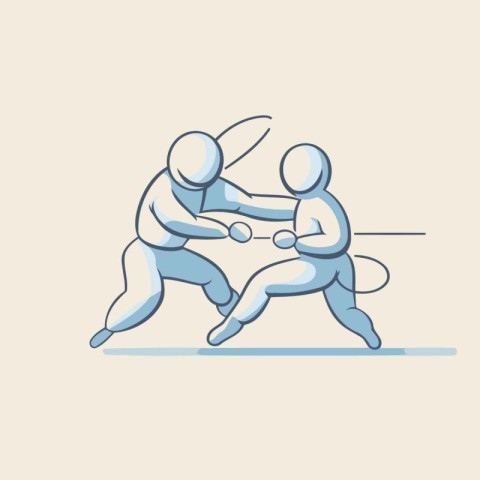 Tug of war. Two players fighting. Sport vector illustration.