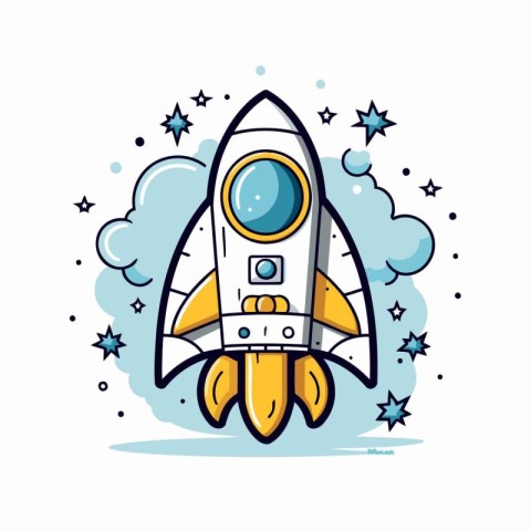 Rocket icon. Space exploration and cosmos theme. Isolated design