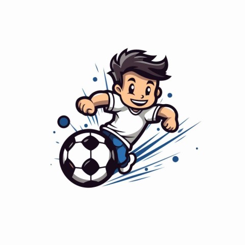 Soccer player with ball cartoon vector Illustration on a white b