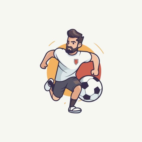 Soccer player with ball. Vector illustration in a flat style.