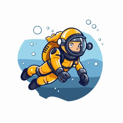 Astronaut on the background of the sea. Vector illustration.