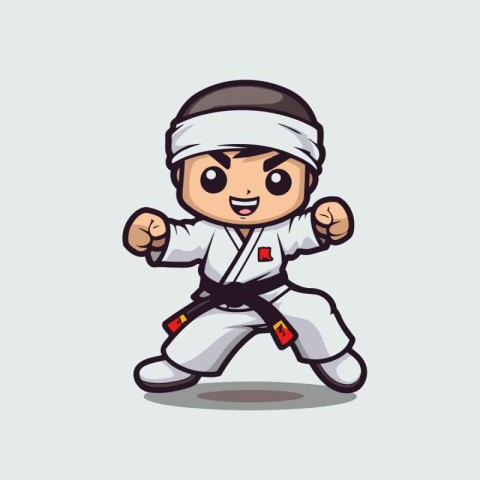 Taekwondo Mascot Character Vector Illustration Design.