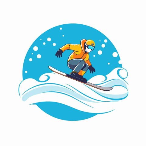 Snowboarder riding on the wave. Vector illustration on a white b