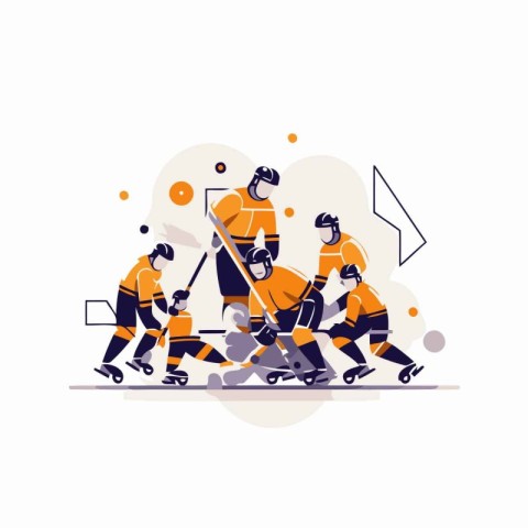 Ice hockey players in action. vector illustration. Flat style de