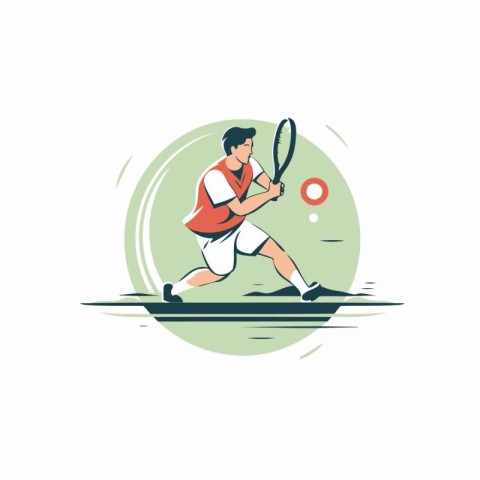 Tennis player in action. isolated vector illustration on white b