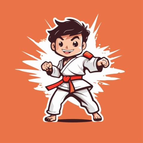 Taekwondo boy. Vector illustration of a karate boy.