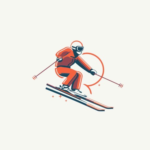 Skier skiing. sport vector logo. logotype. emblem.