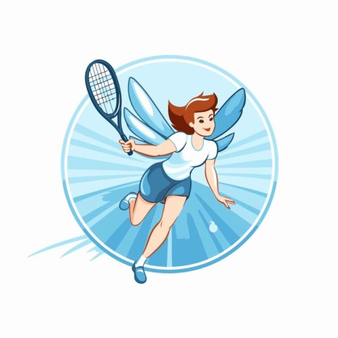 Tennis player. Cartoon illustration of tennis player vector icon