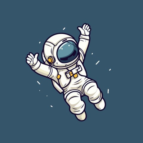 Astronaut flying in space. Vector illustration. Isolated on dark