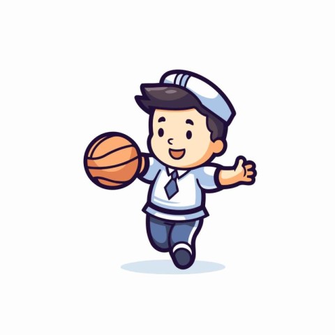 Basketball player cartoon character vector illustration. Sportsm