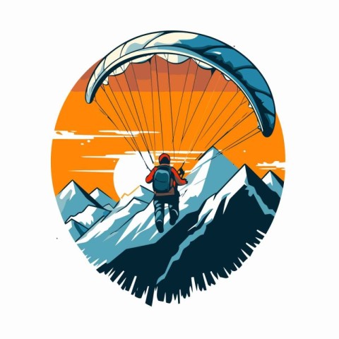 Paraglider in the mountains. Paraglider in the mountains. Vector