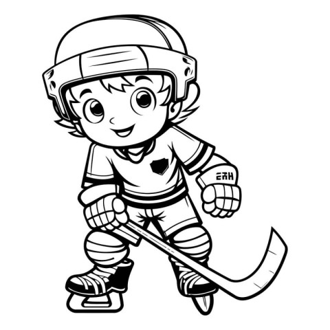 Hockey Player Mascot. Vector illustration ready for vinyl cuttin