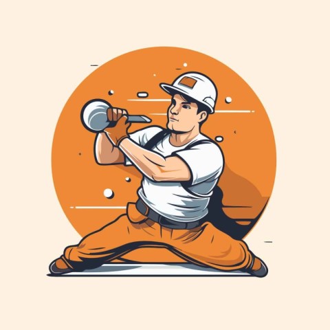 Illustration of a baseball player holding a baseball bat viewed