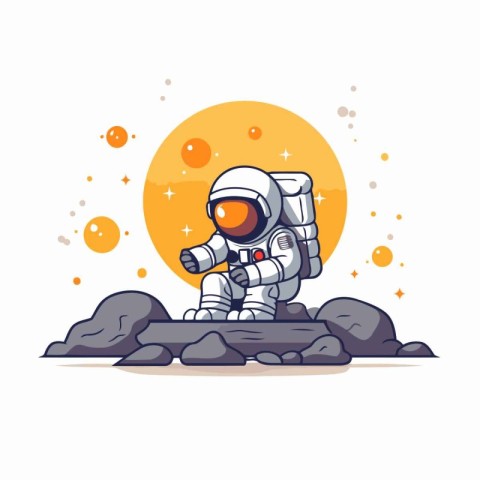 Astronaut in space. vector illustration. Flat style design.