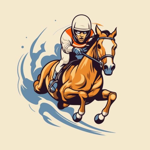 Jockey riding a horse. jockey riding a horse. vector illustratio