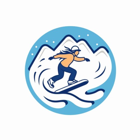 Snowboarder icon. Vector illustration of a snowboarder in the sn