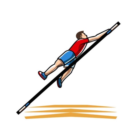 Athlete in pole vault. Vector illustration of a man in pole vaul