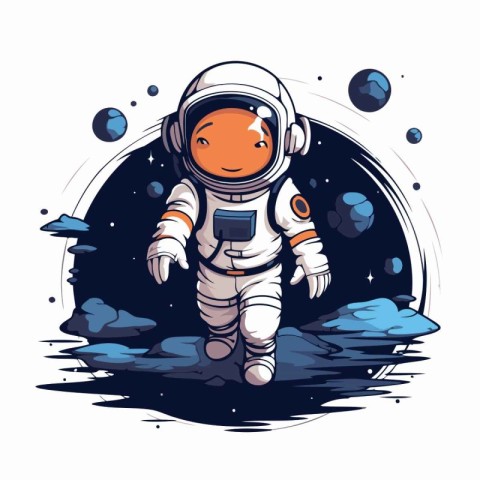 Astronaut in outer space. Vector illustration on white backgroun