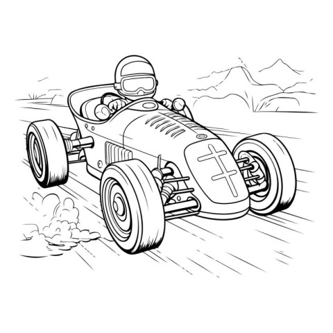 Sketch of a vintage race car. Hand drawn vector illustration.