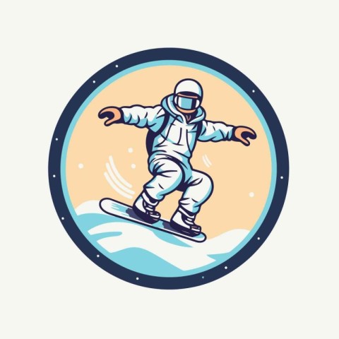 Snowboarder. Winter sport. Vector illustration in retro style.