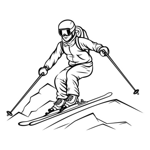 Mountain skier. Vector illustration of a skier skiing downhill.