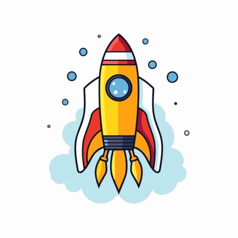 Rocket icon in flat style. Startup vector illustration on white