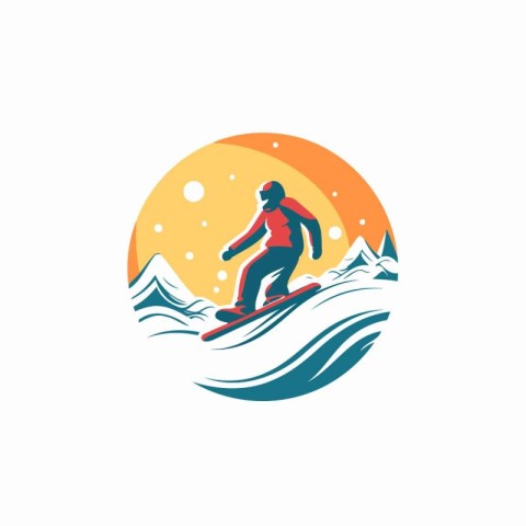 Snowboarder logo design template. Extreme winter sport vector il