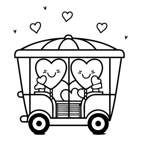 cute tuk tuk cartoon love couple vector illustration graphic des