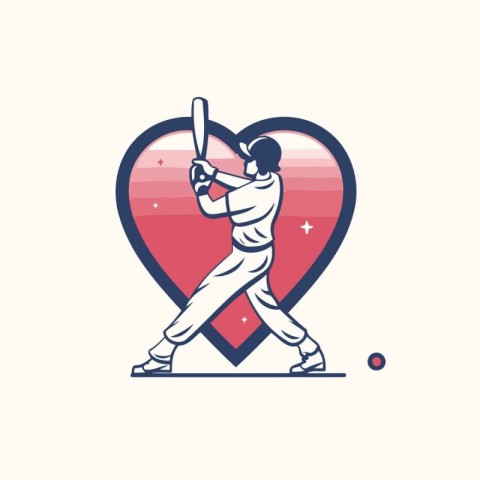 Cricket player hit the ball with a bat. Vector illustration.