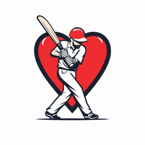 Vector illustration of a baseball player with bat and ball in he