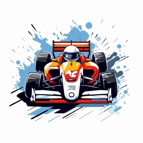 Vector illustration of a racing car on a white background with s