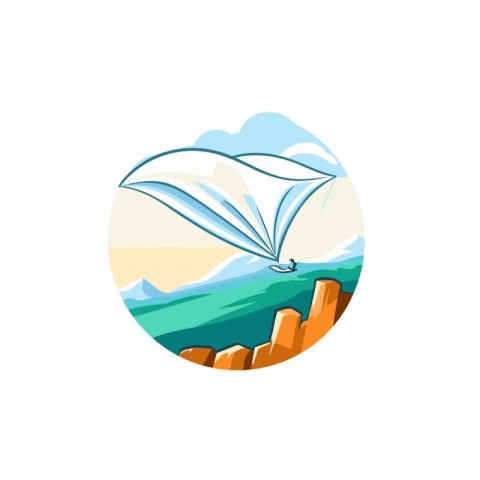 Paraglider on the seashore. Vector illustration.