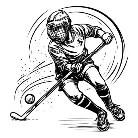 Ice hockey player. Vector illustration of ice hockey player in a