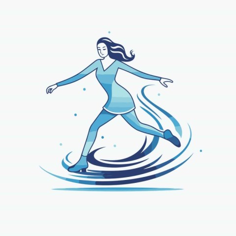 Figure skating. Ice skating woman. Winter sport. Vector illustra