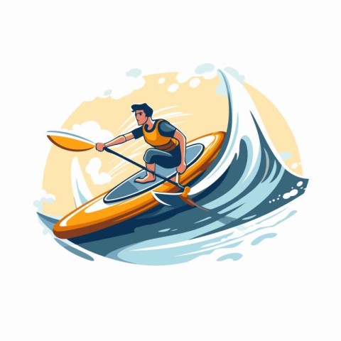 Kayaking vector illustration. Canoeing. paddling. canoeing. extr