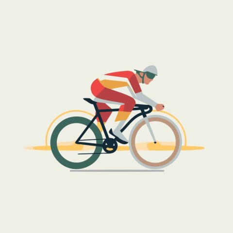 Cyclist riding a bike. Vector illustration in flat style.