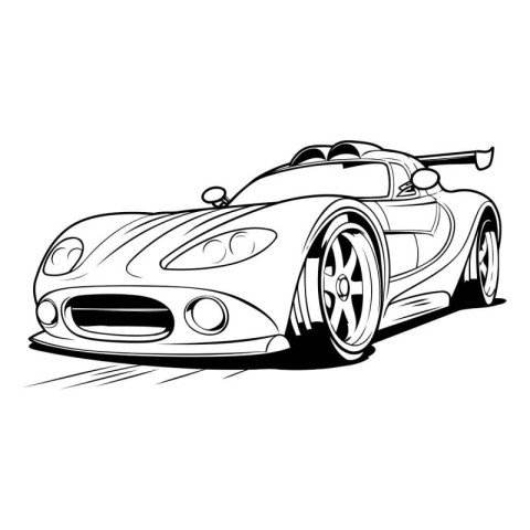 Sketch of a sports car on a white background. Vector illustratio