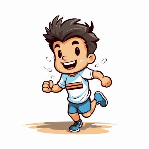 Running boy. Vector illustration isolated on white background. C