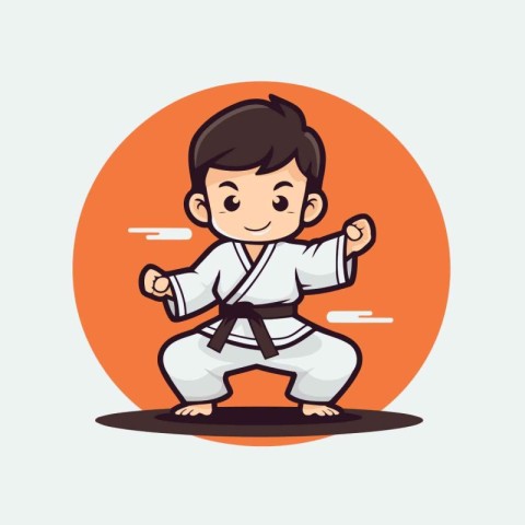 Taekwondo boy cartoon icon vector illustration graphic design in