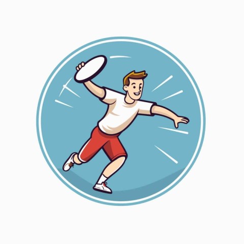 Badminton player in action. Vector illustration in cartoon style