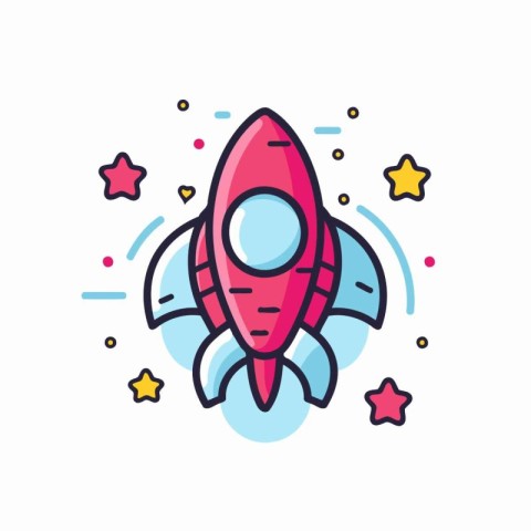 Rocket icon in flat style. Spaceship vector illustration on whit